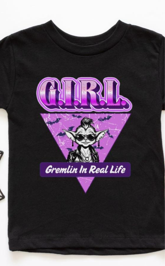 Fun Gremlin Purple Bat T-Shirt for Kids - G.I.R.L. Design